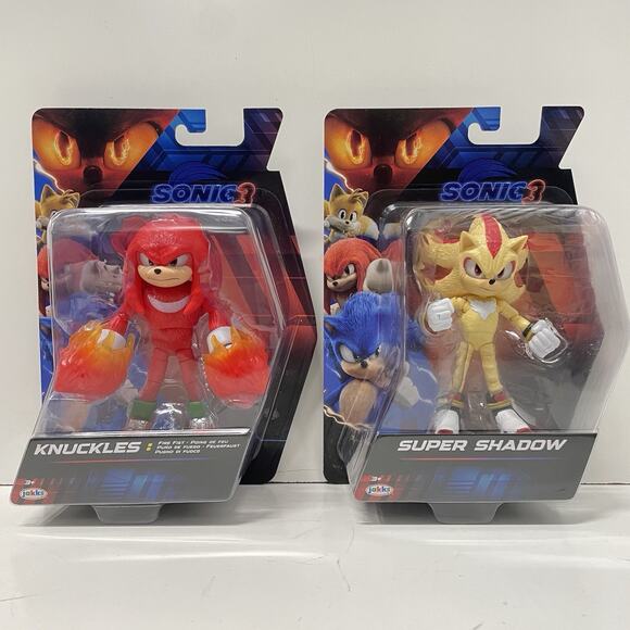 2025 Sonic The Hedgehog 3 Movie Wave 3 SUPER SHADOW & KNUCKLES Action Figure Set - Picture 1 of 4